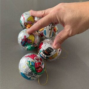 Vintage Christmas 1960s painted foil wrapped in plastic RARE